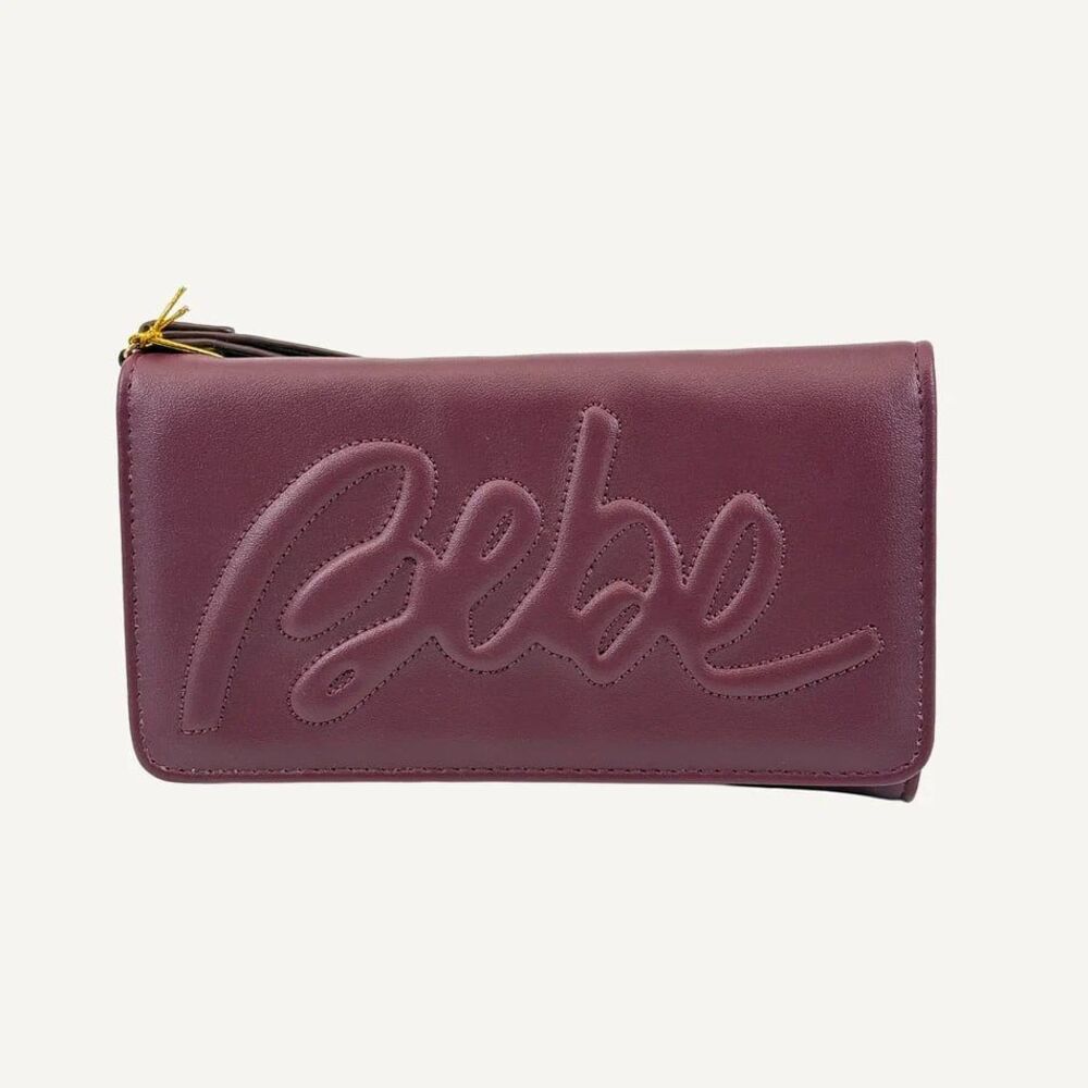 Bebe Women's Maroon Louisa Trifold Wallet NWT